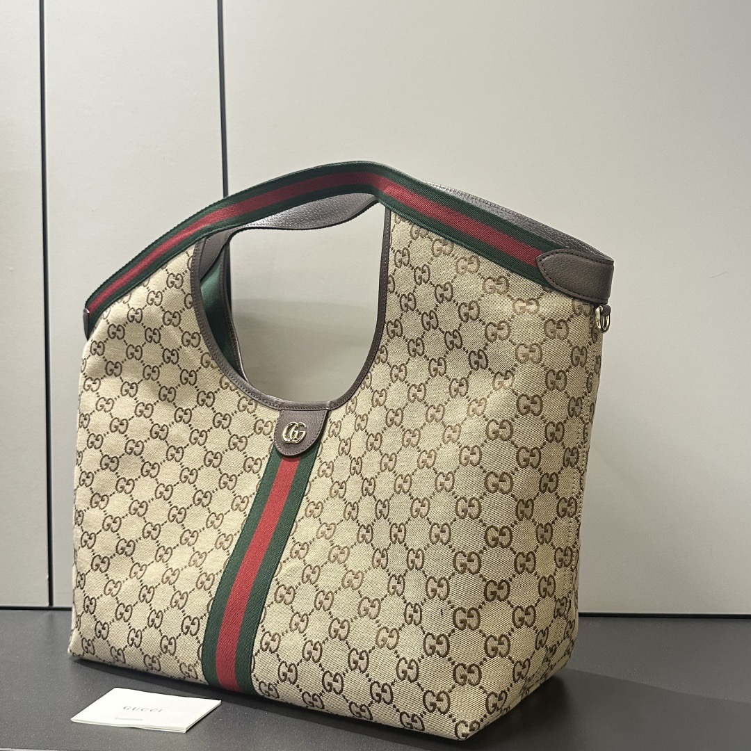 Gv*c*giglio large tote bag in beige and brown gg canvas-60*47*16cm