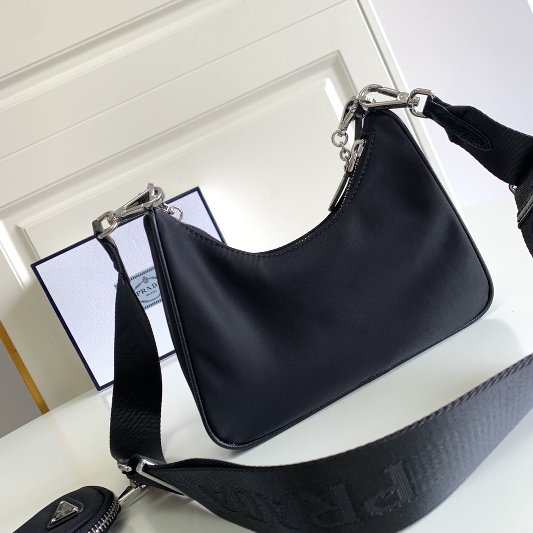 Pra*a 1bh204 nylon hobo bag-22*12*5cm