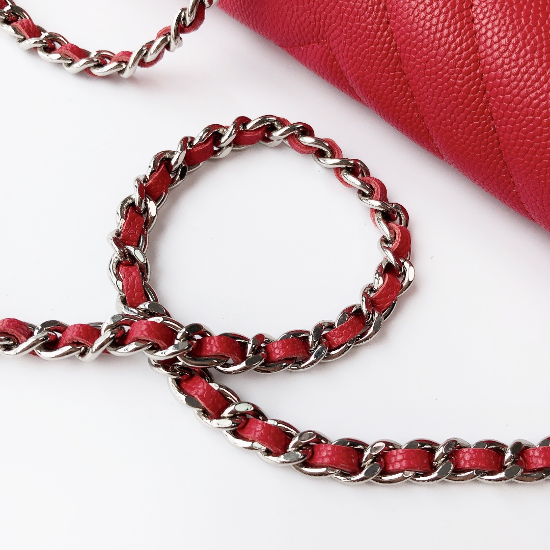 Ch@nel Wallet On Chain-Silver Hardware-19*12*3.5CM