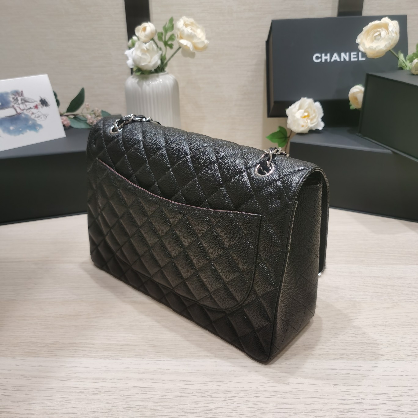 Ch@nel Flap Bag-Caviar Leather-Maxi-33CM