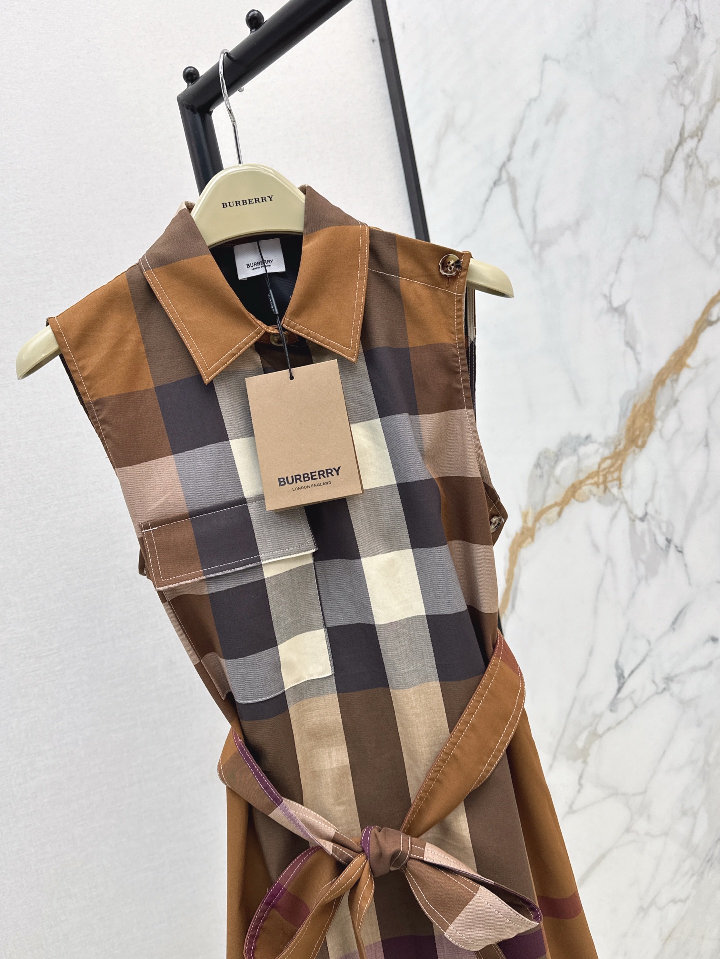 Bur 25SS Classic Checkered Shirt Dress
