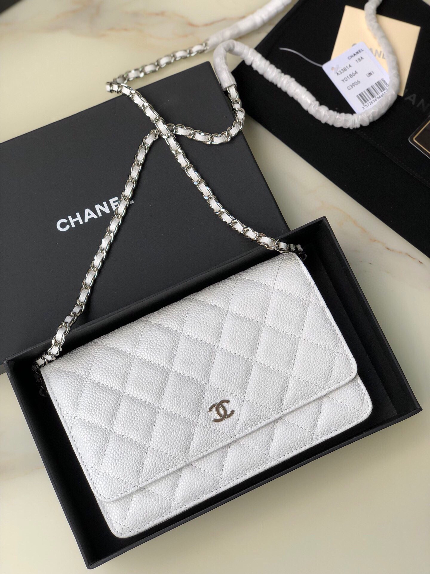 Ch@nel Wallet On Chain-Silver Hardware-19*12*3.5CM