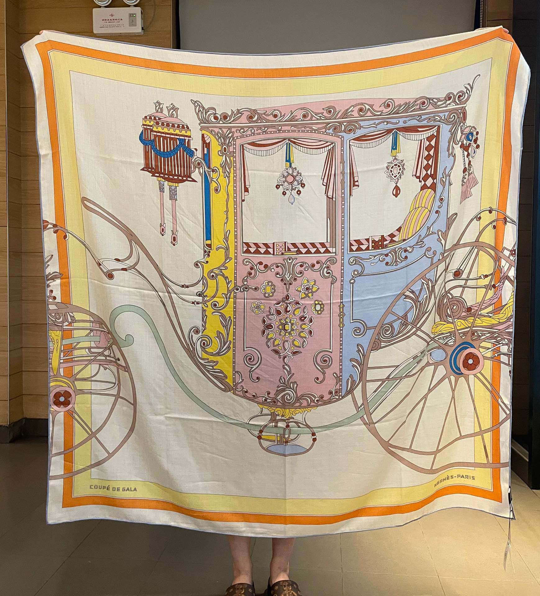 H**mes square towel-140*140cm