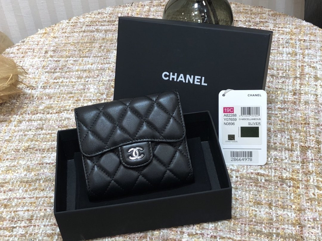 Ch@nel Wallet-Gold Harware-Lamskin-11*10CM