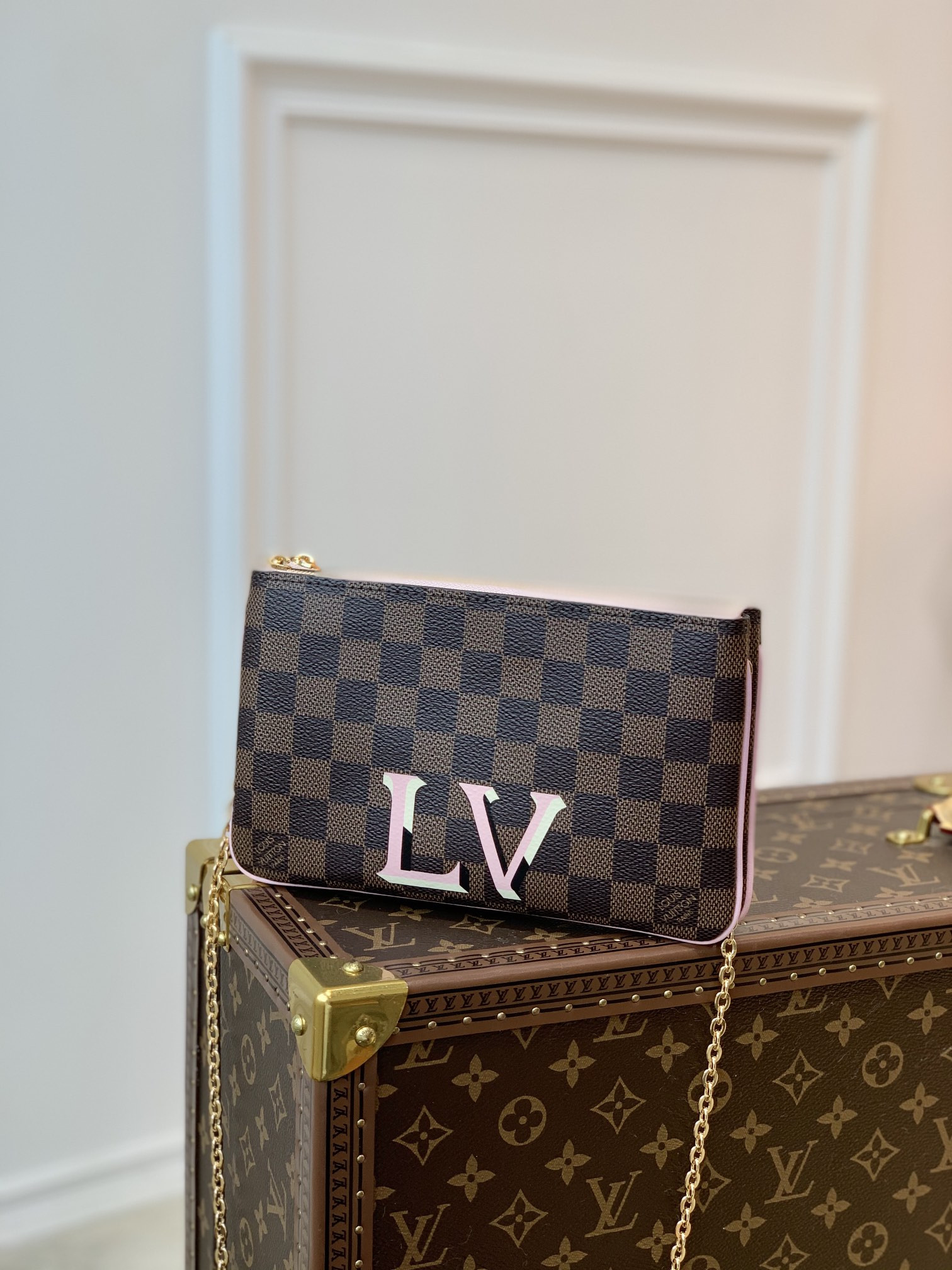 l0*is V*t0n m80084 pochette double zip bag -20*12.5*3cm