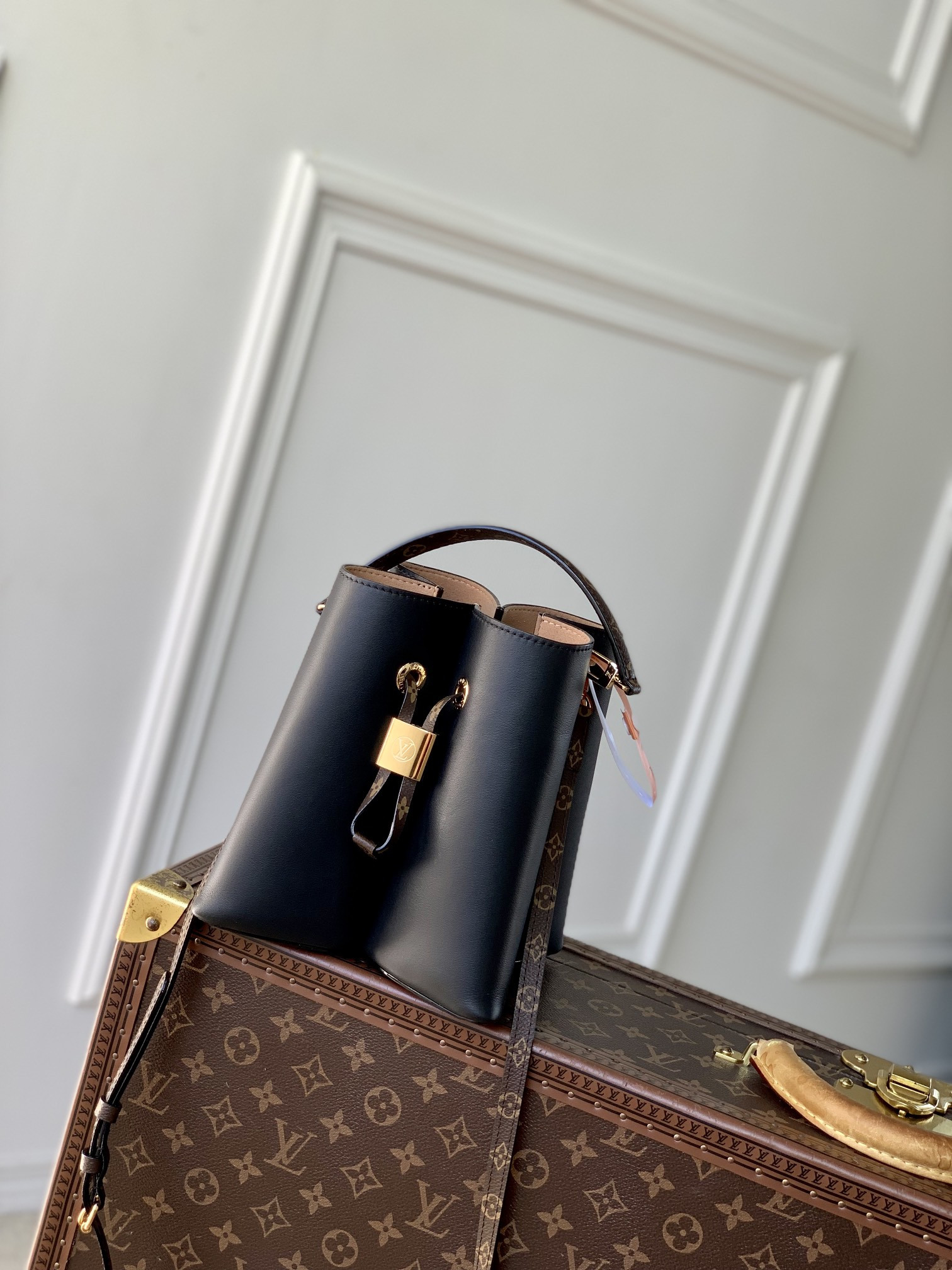 l0vis Vvtt0n bloom pm black calf bag-m13843-16 x 21 x 21cm