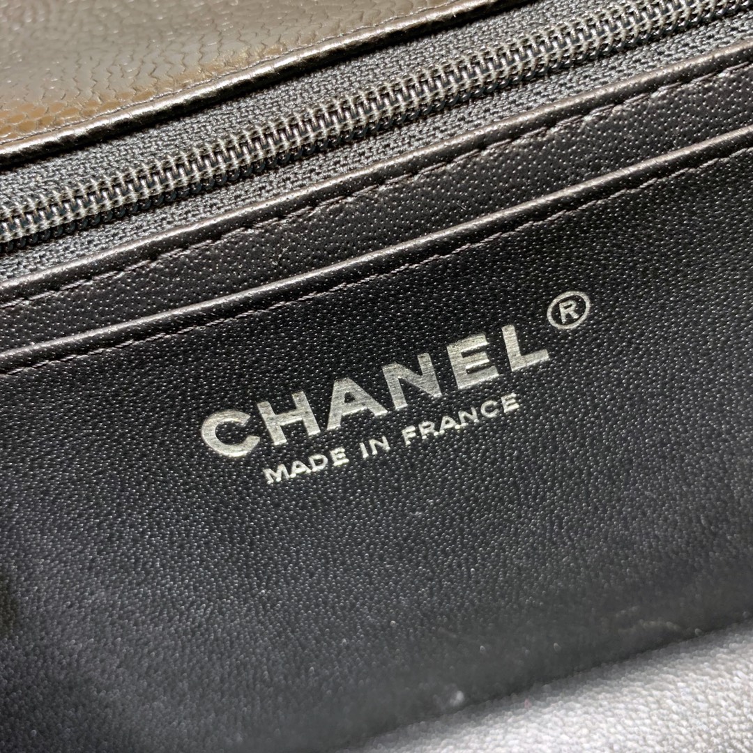 Ch@nel Flap Bag-Caviar-Silver Hardware-20CM