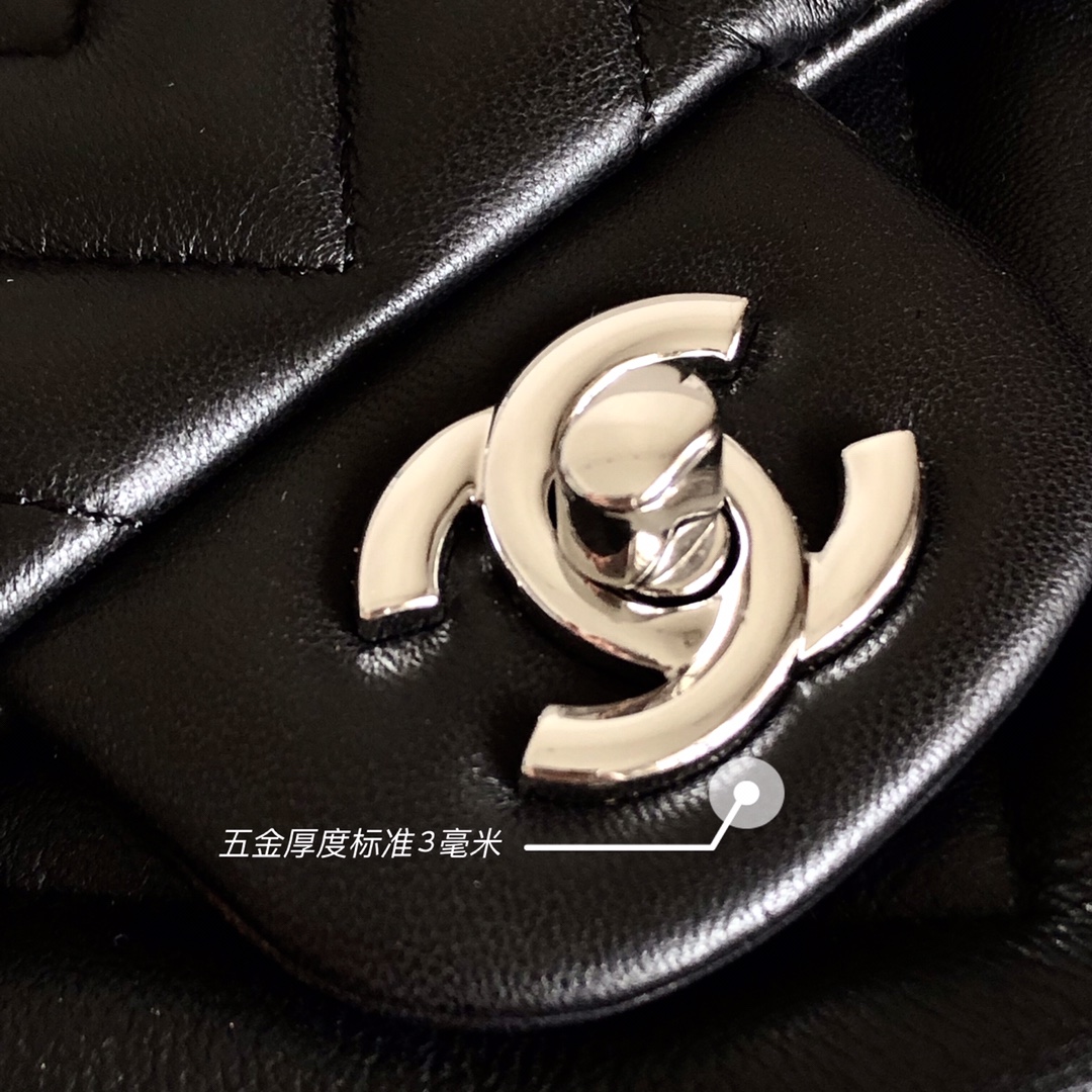 Ch@nel Flap Bag-Lambskin-Silver Hardware-20CM