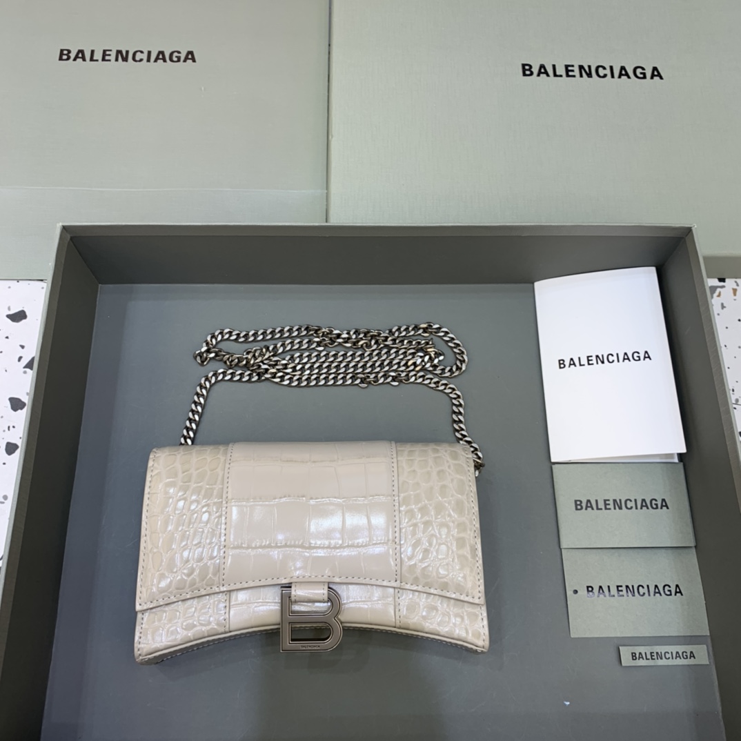 Ba*len*cia*ga hourglass wallet on chain-19*4*12cm