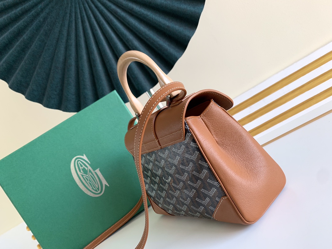 Go*ard coated canvas and leather saigon top handle bag-21cm