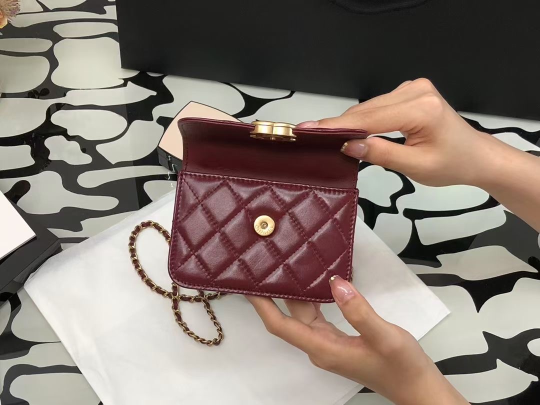 Ch@nel Quilted Pearl Crush Clutch With Chain Bag-12*9*2CM