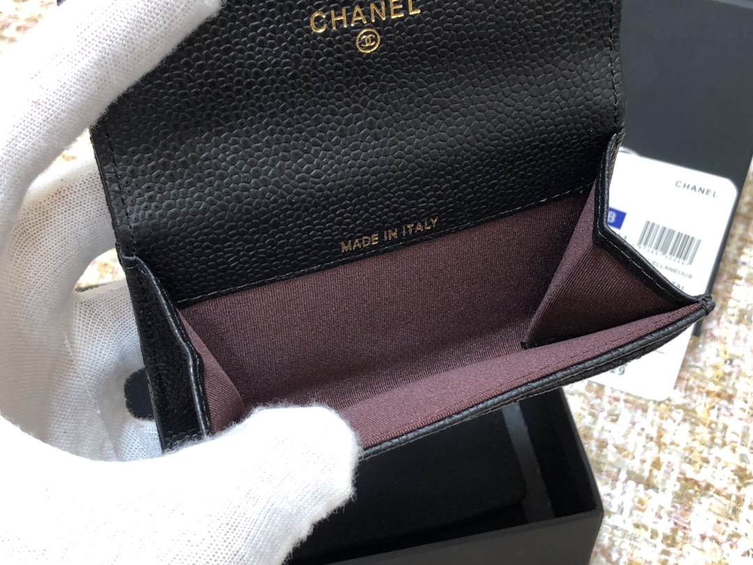 Ch@nel Wallet-Gold Harware-Caviar-11*10CM