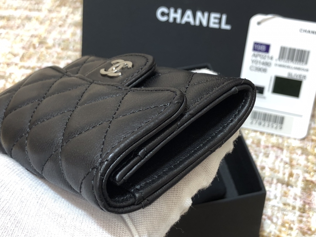 Ch@nel Wallet-Silver Harware-Lamskin-11*10CM