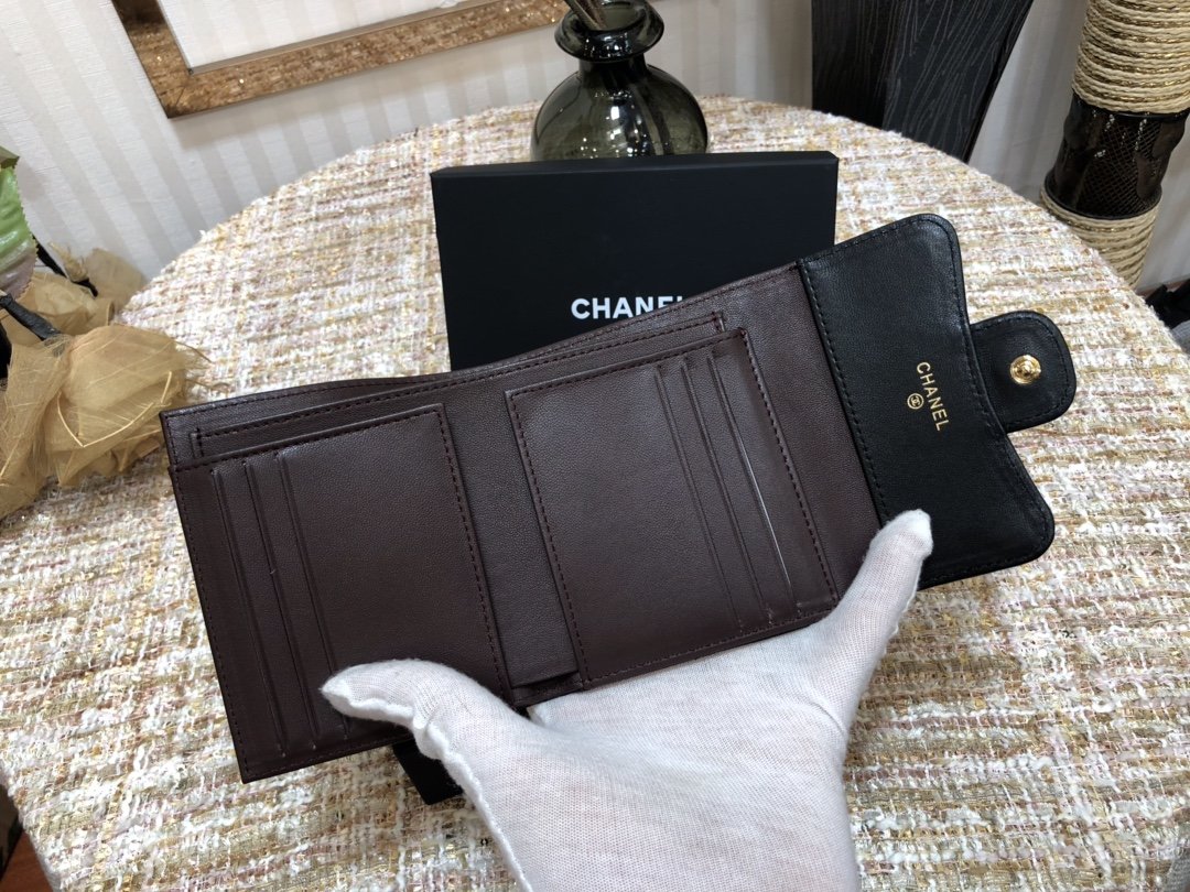 Ch@nel Wallet-Gold Harware-Lamskin-11*10CM