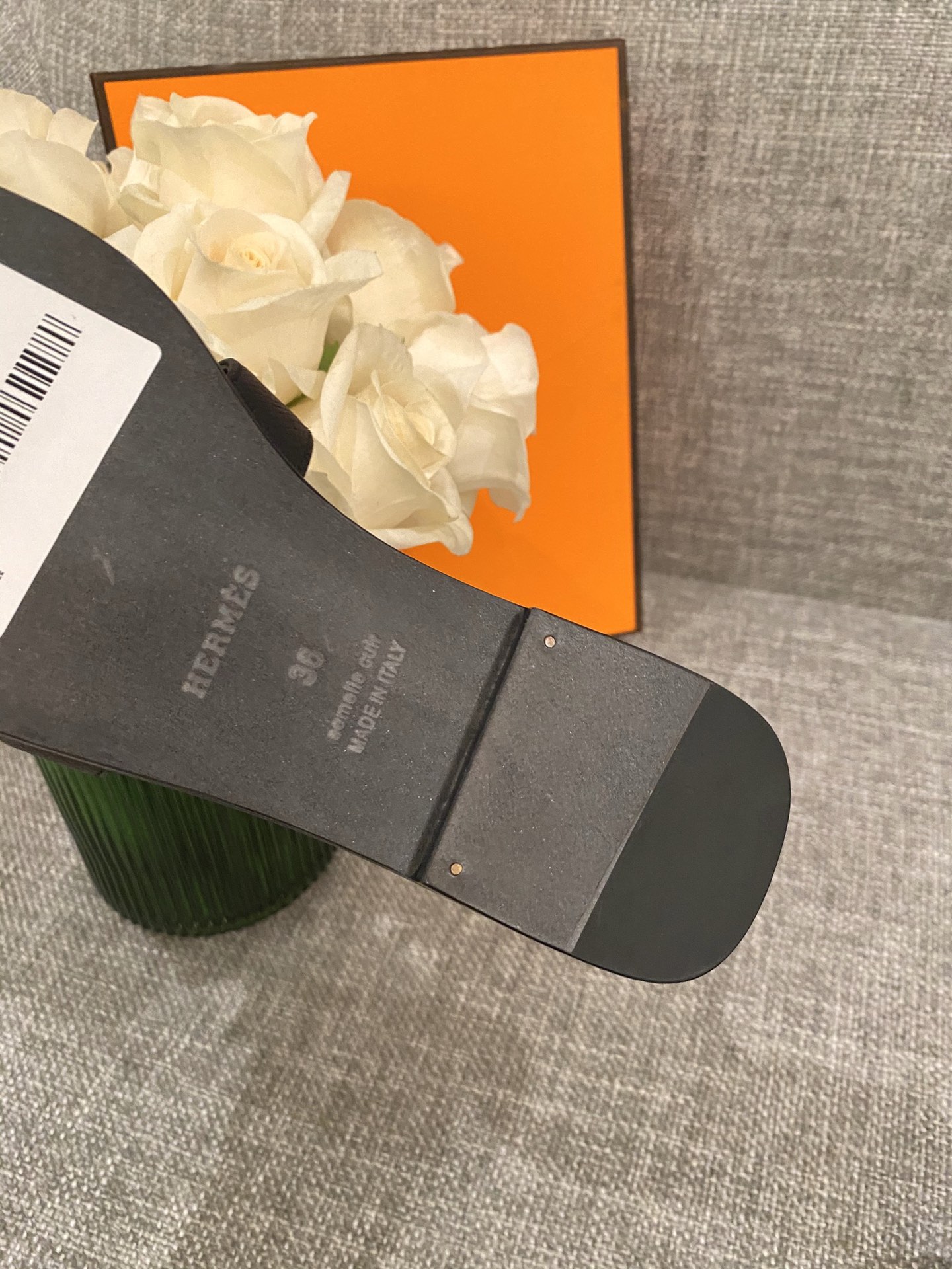 H**mes slippers in caviar leather