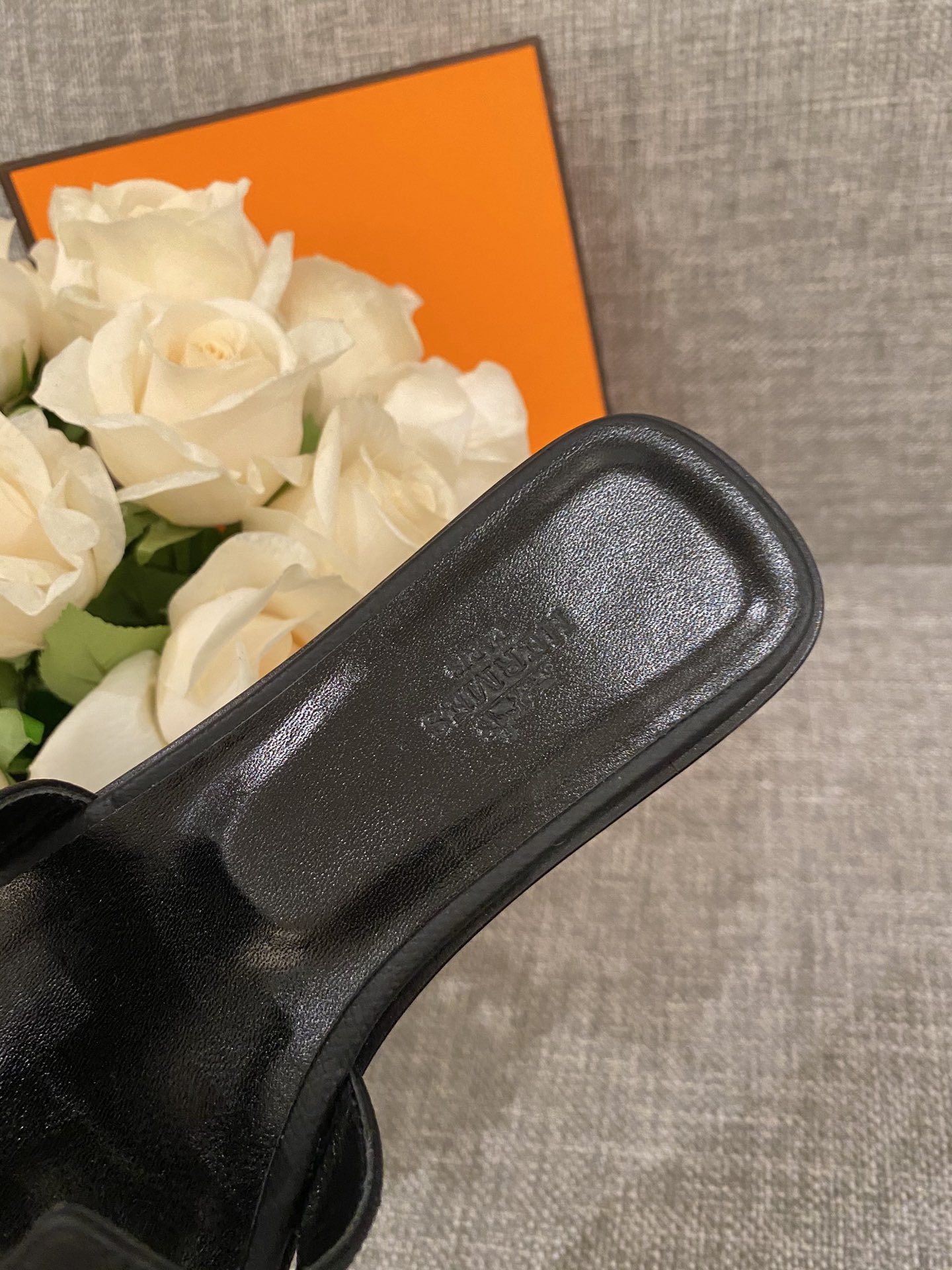 H**mes slippers in caviar leather