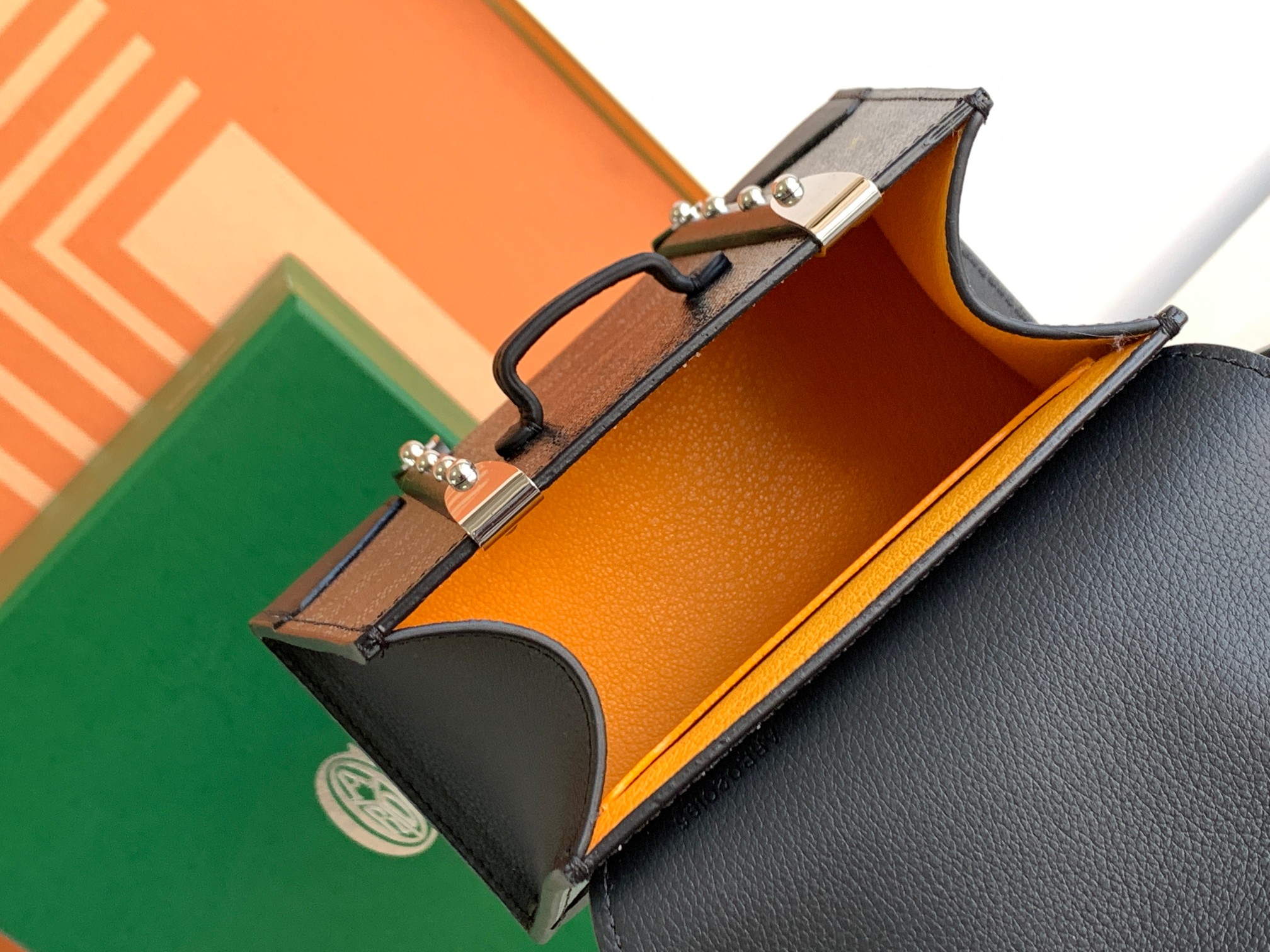 Go*ard coated canvas and leather saigon top handle bag-11.5x7x14.5cm