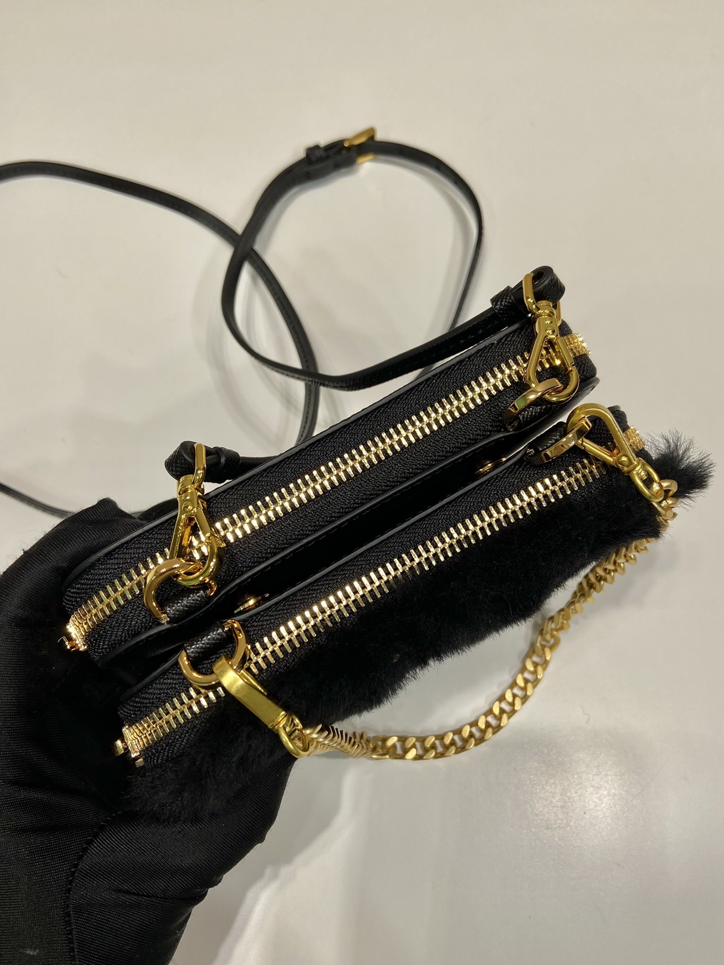 Pra*a 1nr015 double triangle bag -15*10*5cm