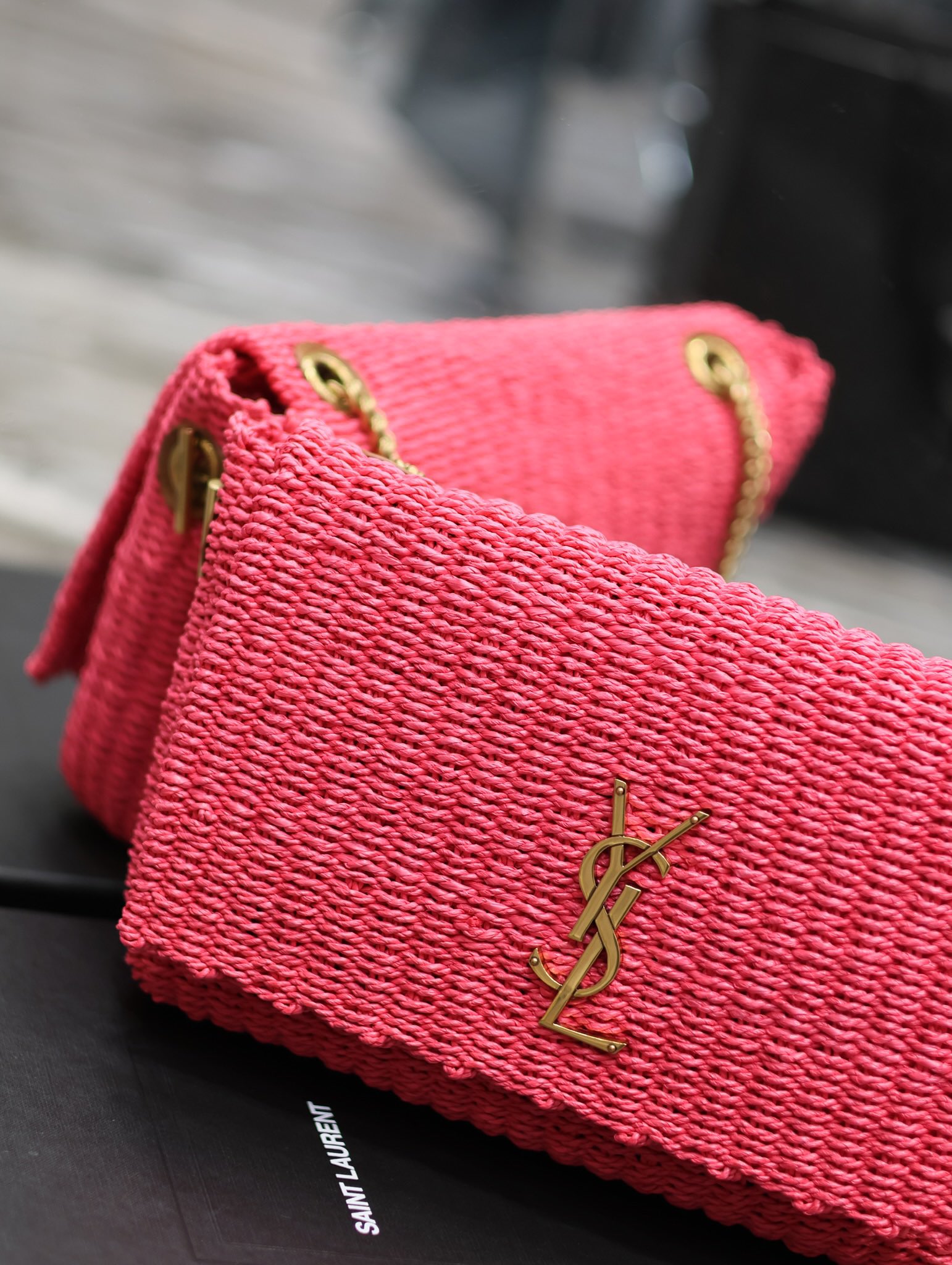 Y*L kate with raffia-28.5×20×6cm