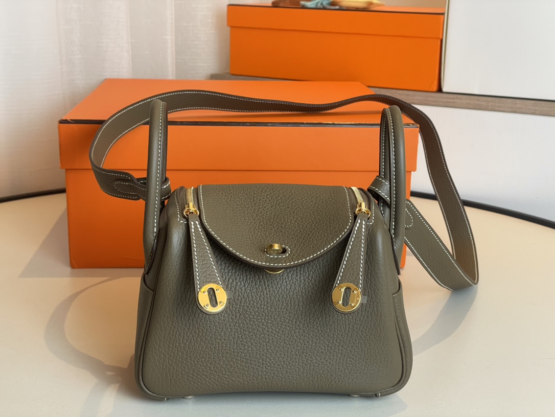 H**mes lindy 19-tc leather-19cm