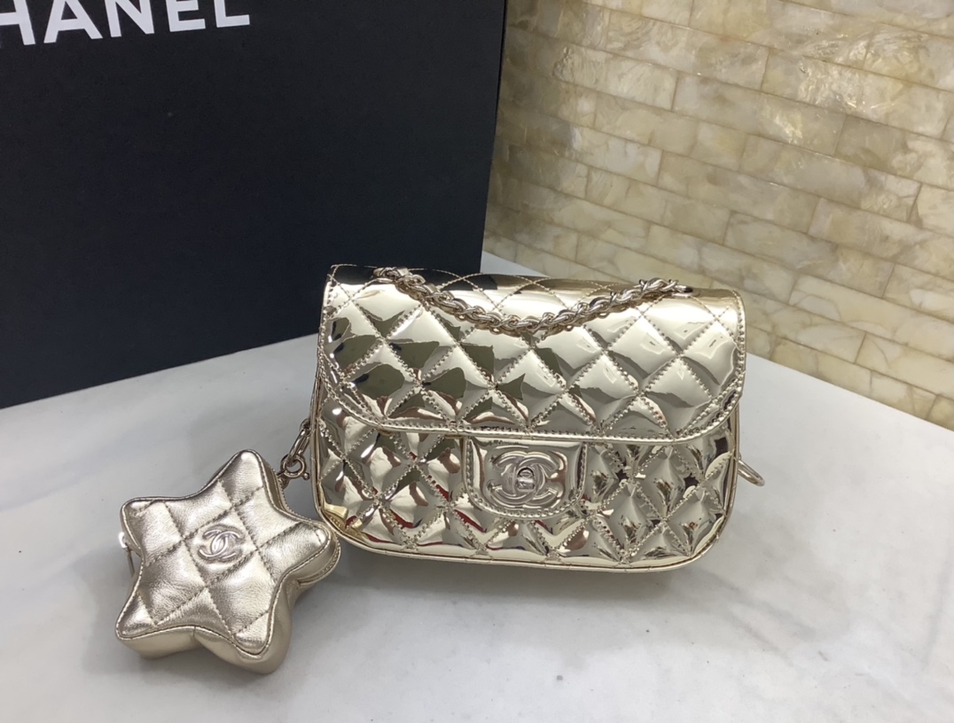 Ch@nel 2024SS Mini Flap Bag & Star Coin Purse-20*15*4CM