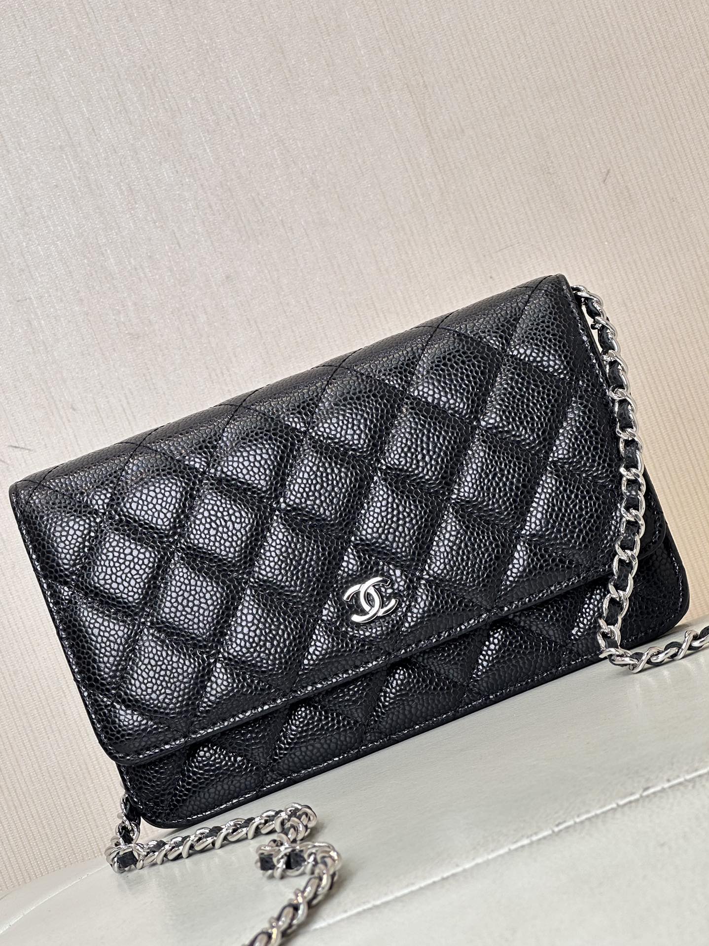 Ch@nel Wallet On Chain-Silver Hardware-19*12*3.5CM