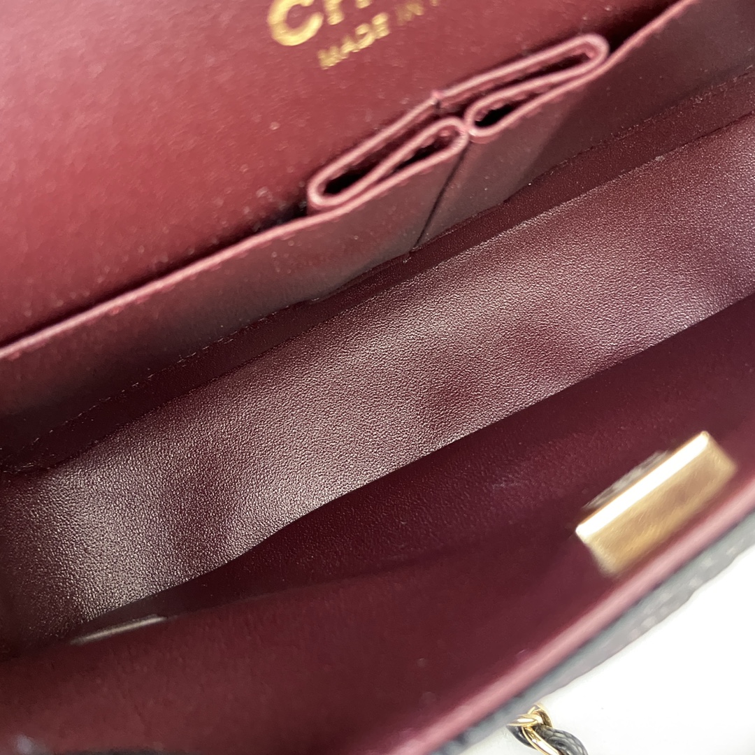 Ch@nel Flap Bag-（Burgundy Inside）Caviar-23CM