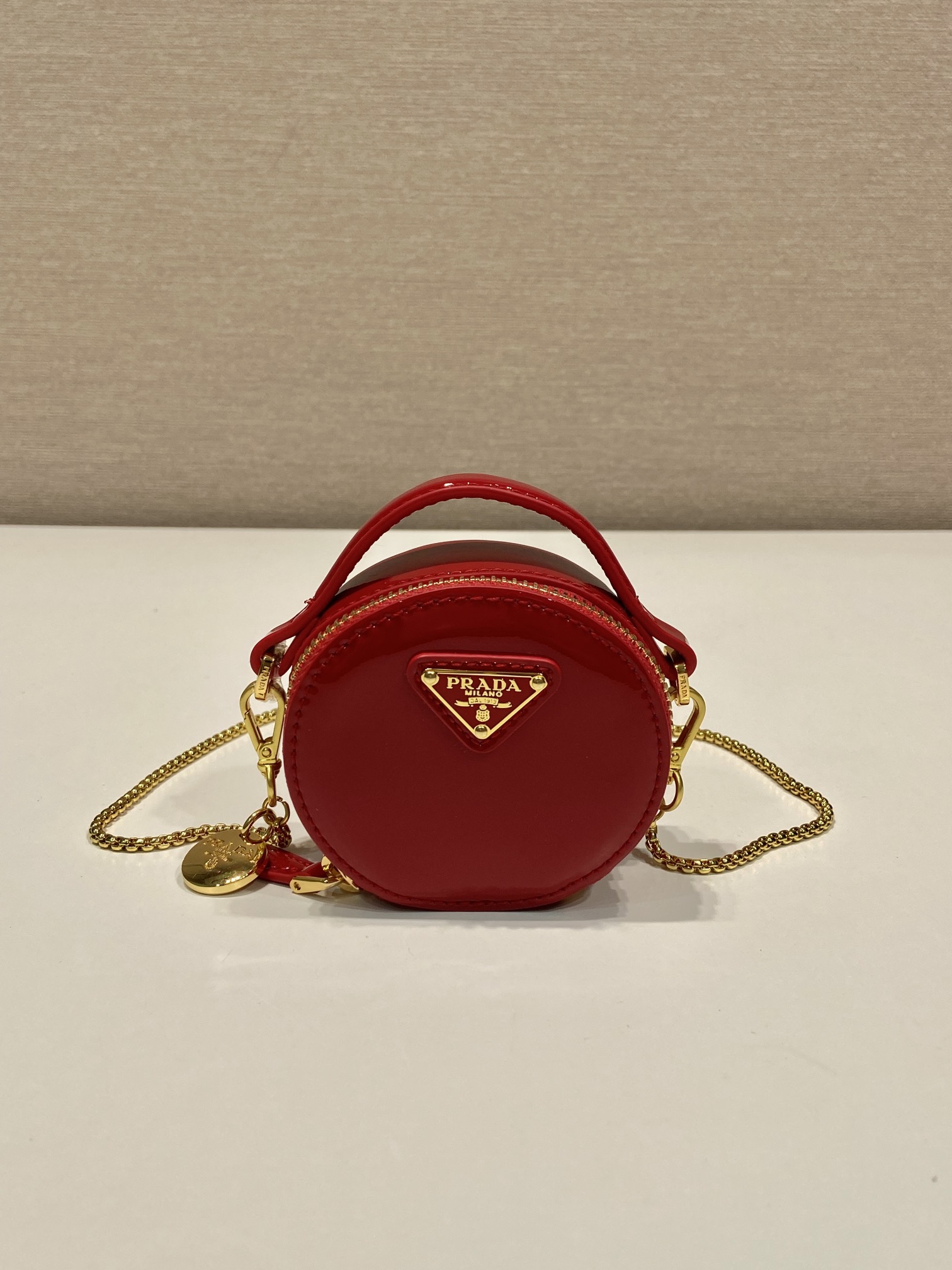 Pra*a 1nr023 mini round bag-8*8*3.5cm