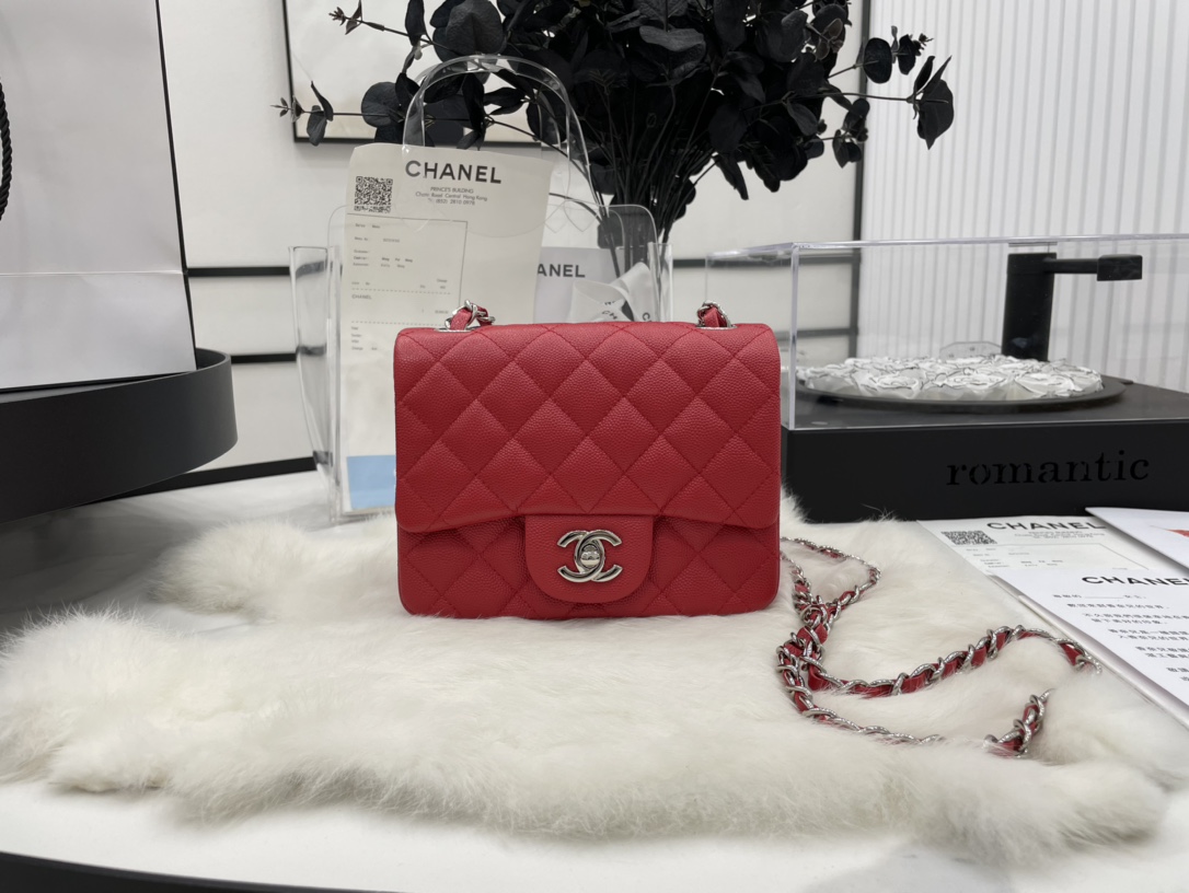 Ch@nel Flap Bag-Caviar Leather-17CM