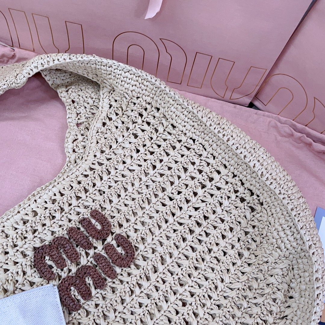 M*um*u raffia tote bag-44x 31.5 x8cm