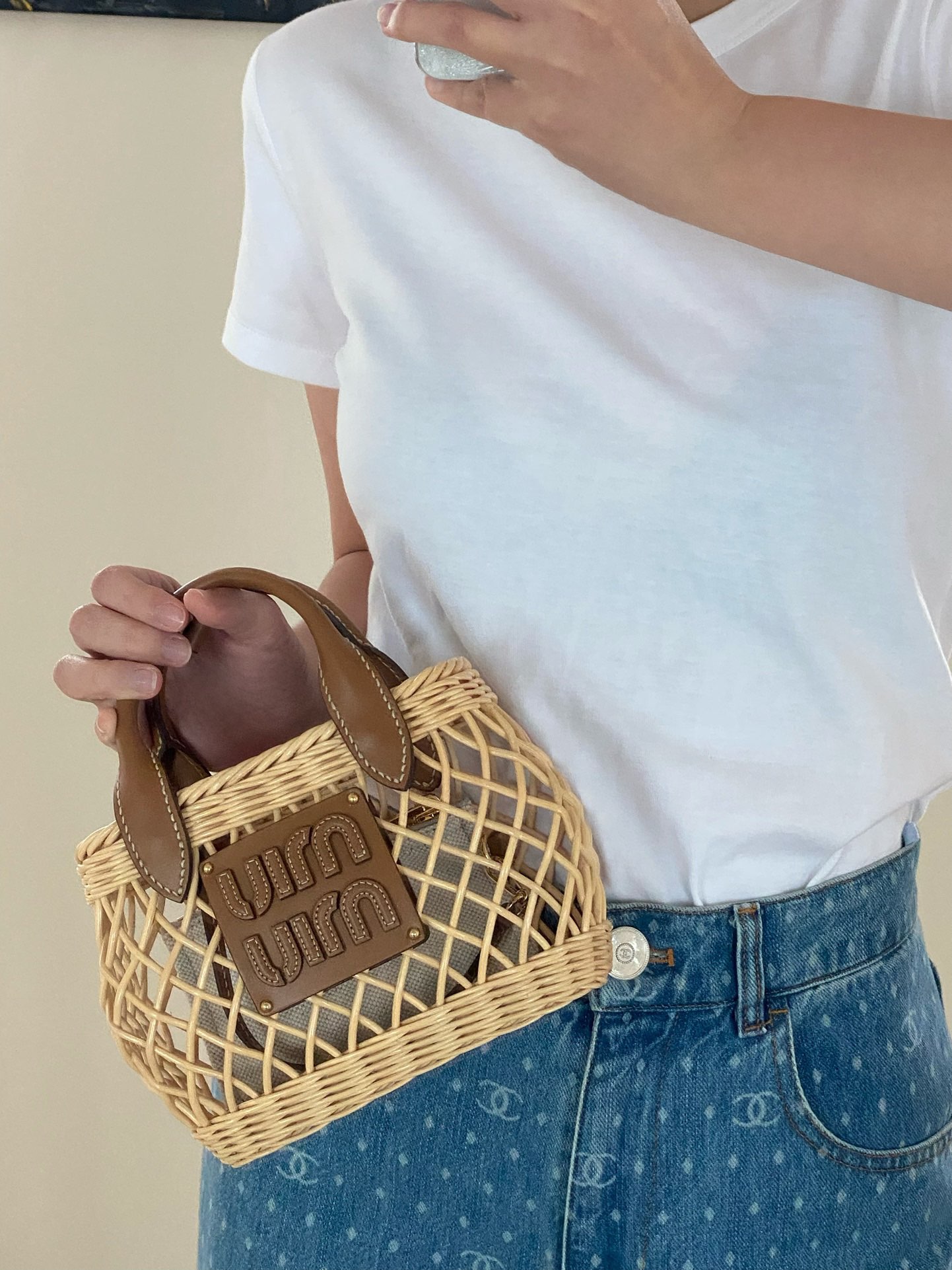 M*um*u bamboo woven bag-9×18×23.5cm