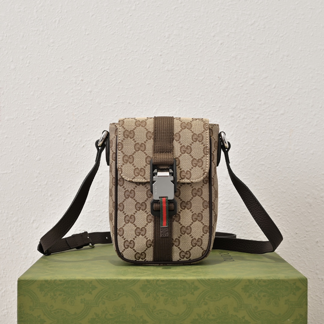 Mini GG Shoulder Bag in Beige And Ebony GG Bag-13*20*5.5CM