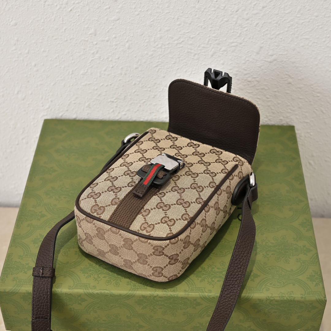 Mini GG Shoulder Bag in Beige And Ebony GG Bag-13*20*5.5CM