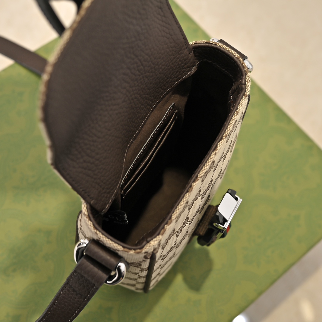 Mini GG Shoulder Bag in Beige And Ebony GG Bag-13*20*5.5CM