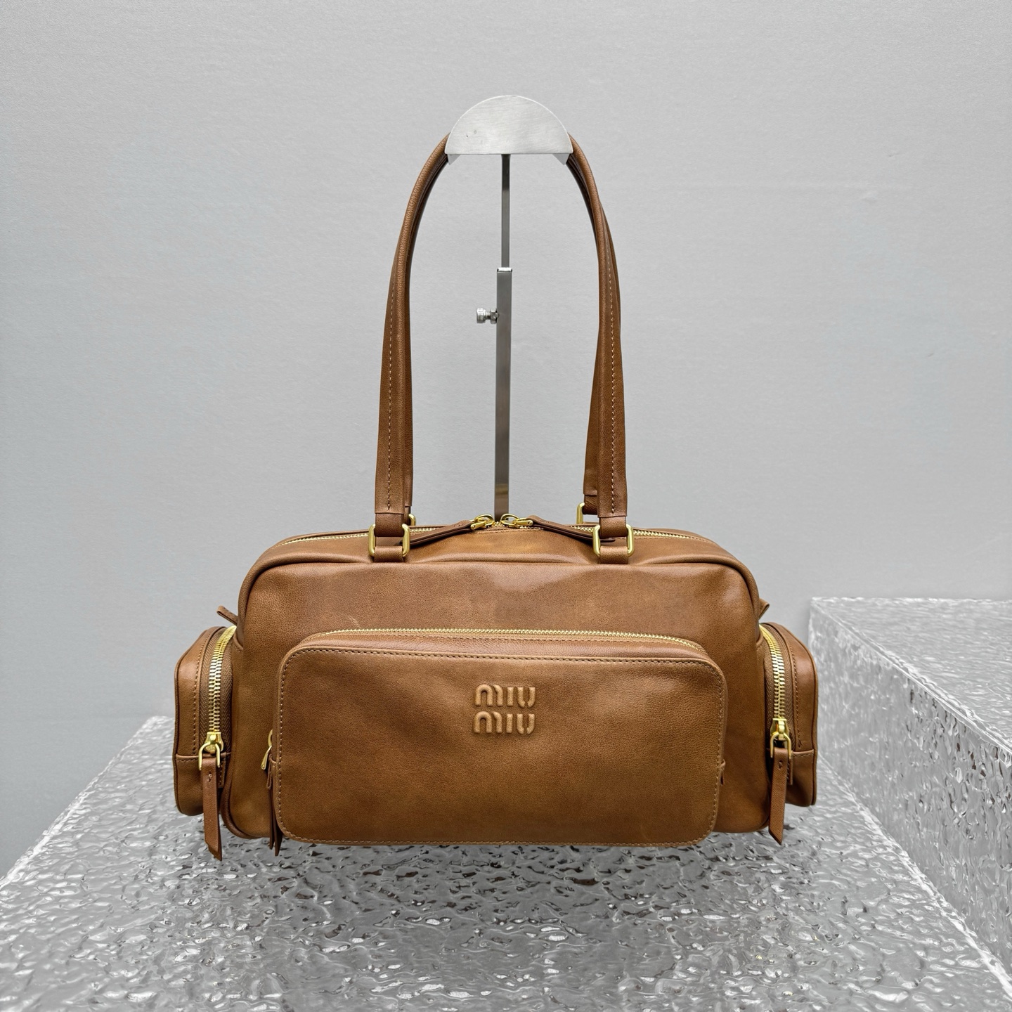 M1um1u pocket washed nappa leather bag-32*11*15.5cm