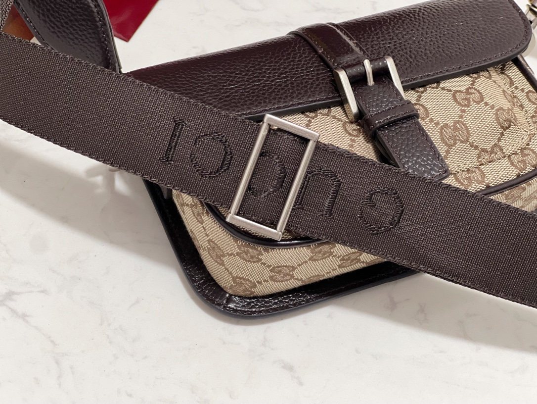 gv*c* bi-color gg S*per mini bag in beige and dark brown gg -20 × 13 × 5cm