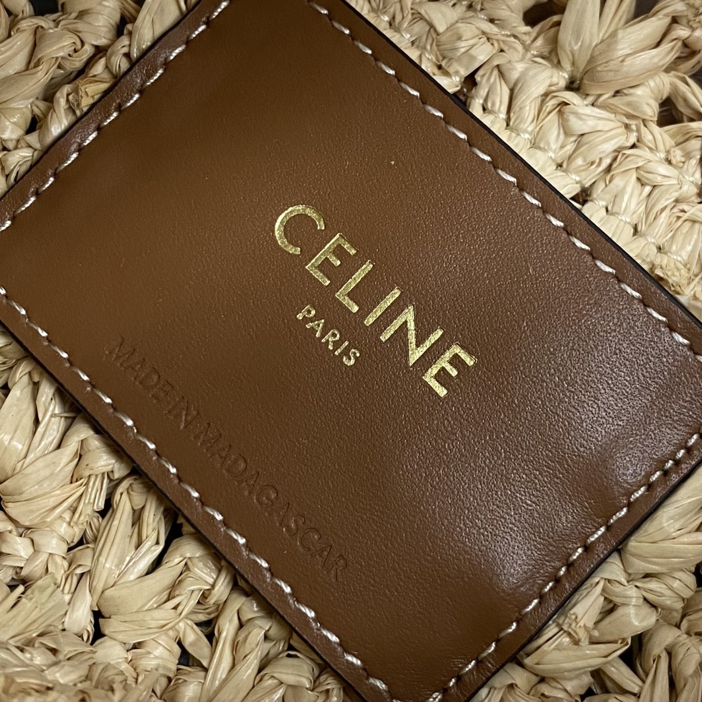Ceili Cabas Triangle in Raffia and Calfskin-20*21*10CM