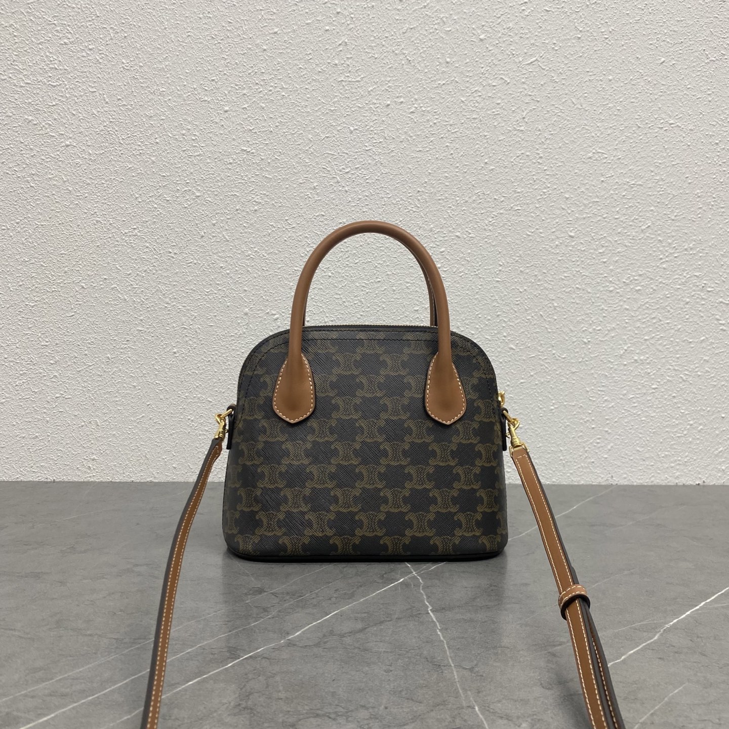 Celin* Teen Honorine Bag in Triomphe Canvas and Calfskin-22x17.5x9.5CM
