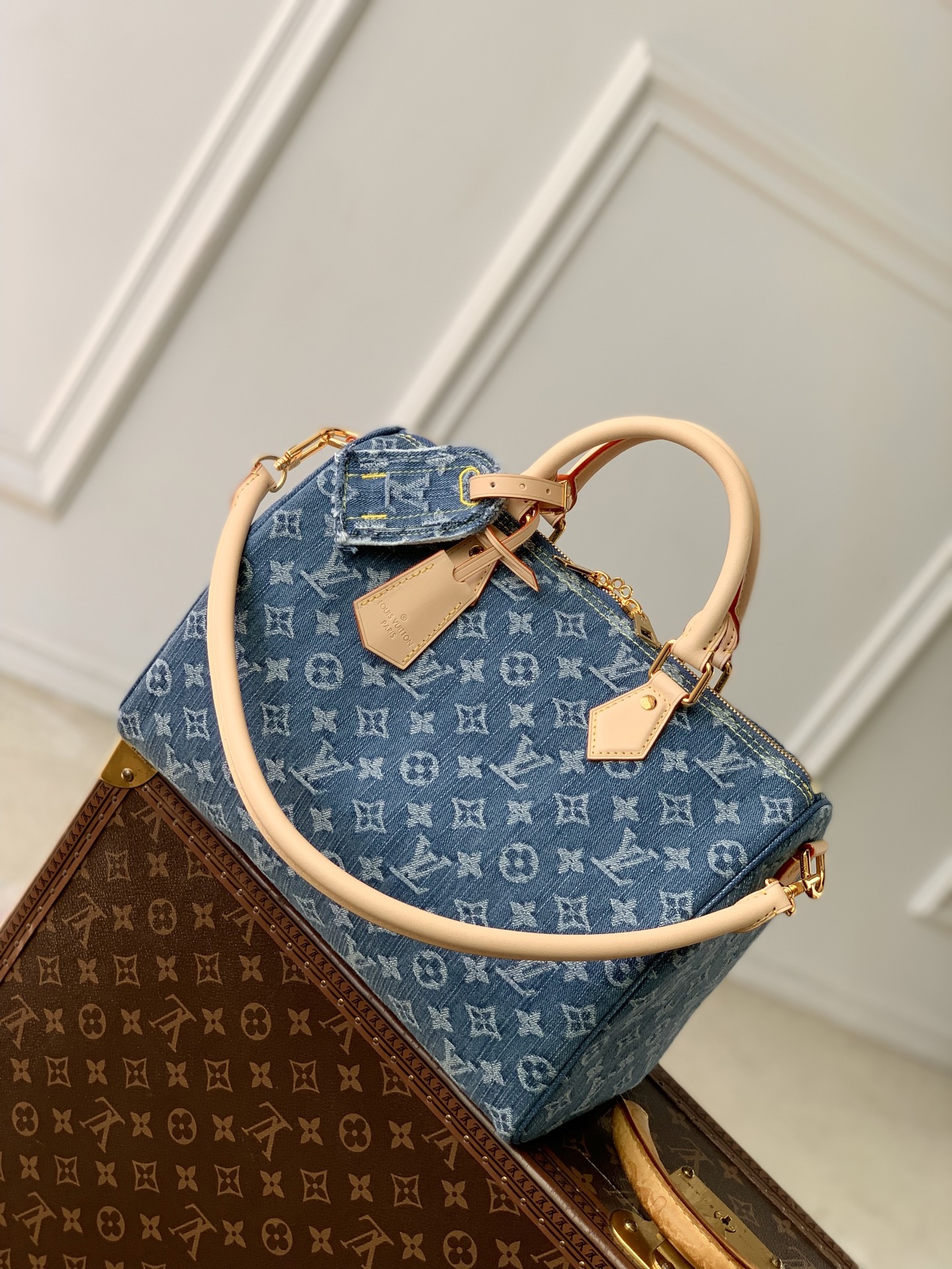 L0vis Vvtt0n Speedy Soft 30 Monogram Denim-21 x 17 x 30CM