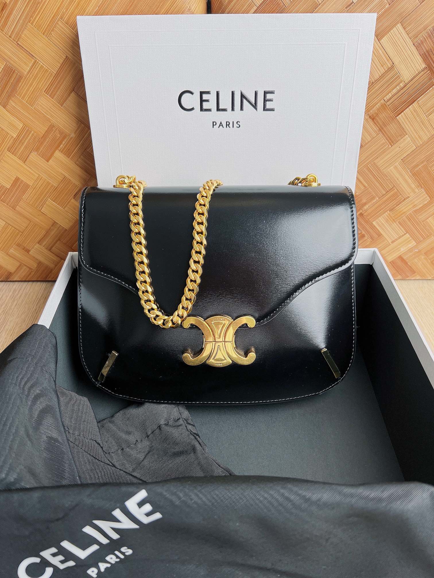 Ce**e triomphe chain square bag-24.5*17*4cm