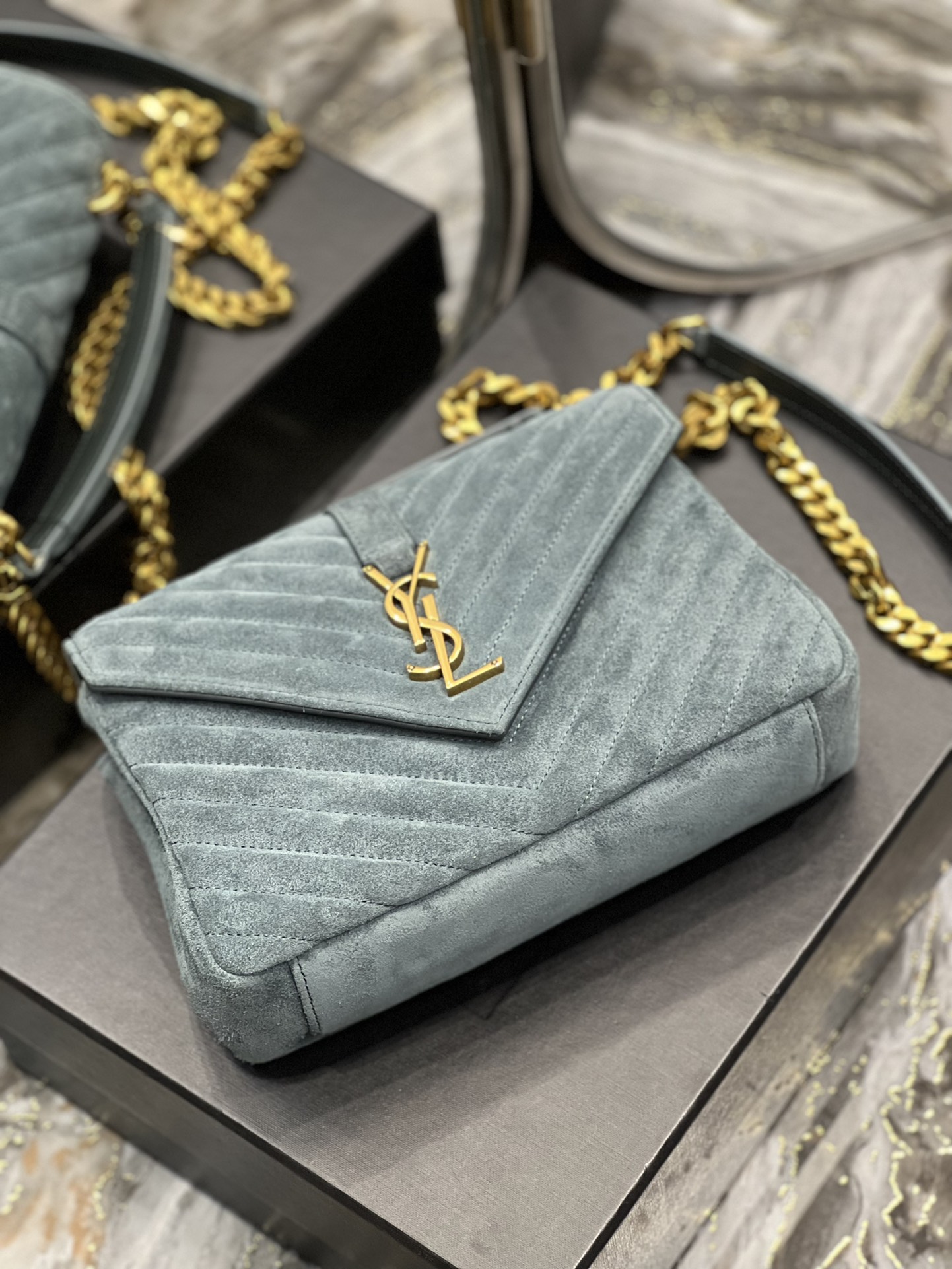 YS L Monogram College Bag-24*17*7CM